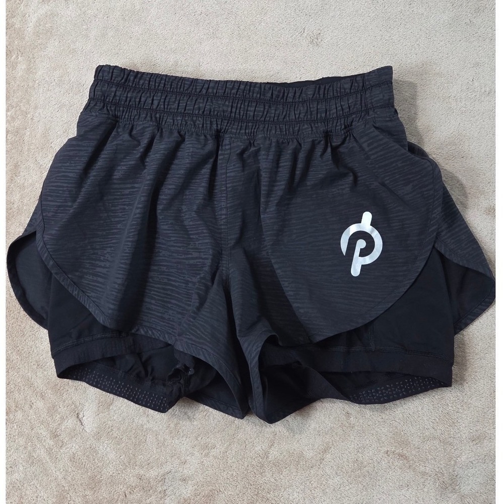 Lululemon‎ peloton bootcamp Ready Shorts Womens 10 gray/black 8" lined EUC
